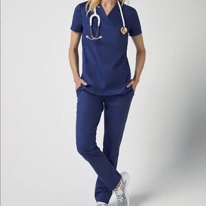 Jaanuu Relaxed V-Neck Top XS Estate Navy NWT